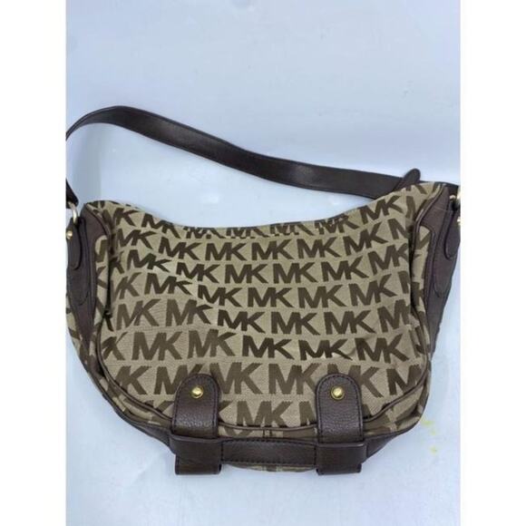 michael kors all over logo brown beige jacquard fa - Picture 2 of 11